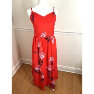 Zaful Fit and Flare Sweetheart Dress Spaghetti‎ Strap Red Floral Women Size 6